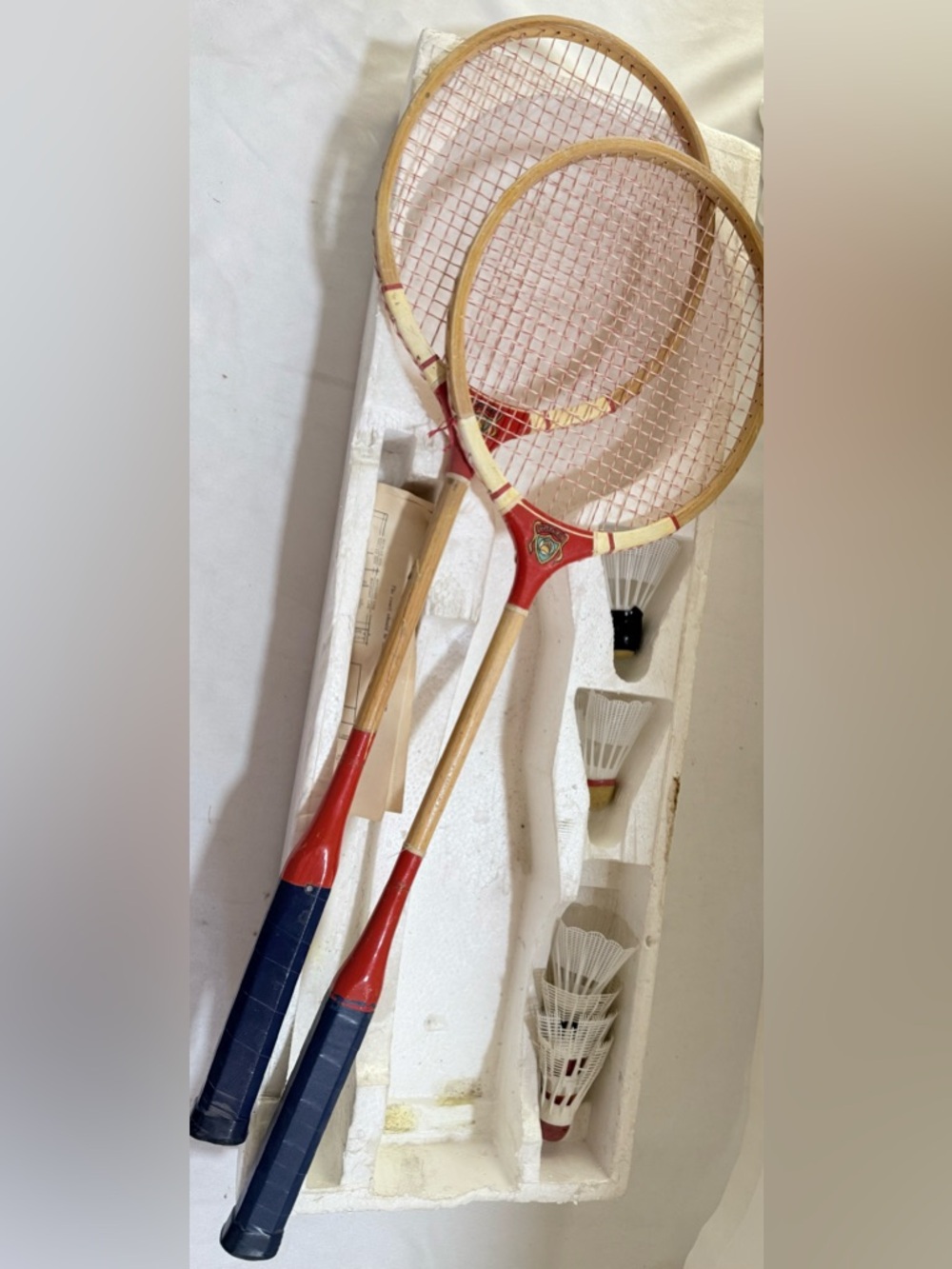 Vintage Victoria Wooden Badminton Rackets with Red Accents Original Rules